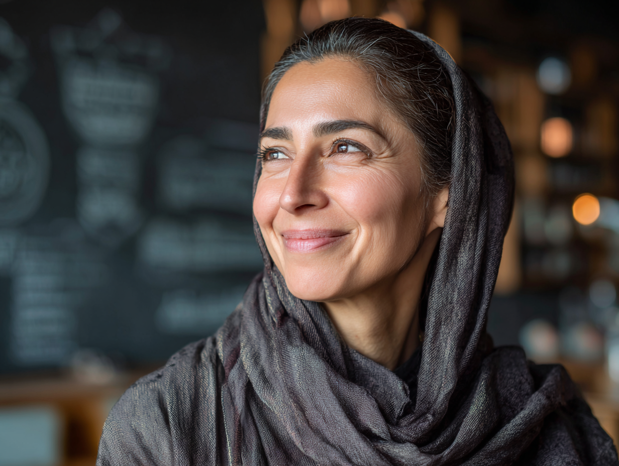 Arab woman smiling
